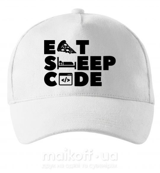 Кепка Eat sleep code Білий фото