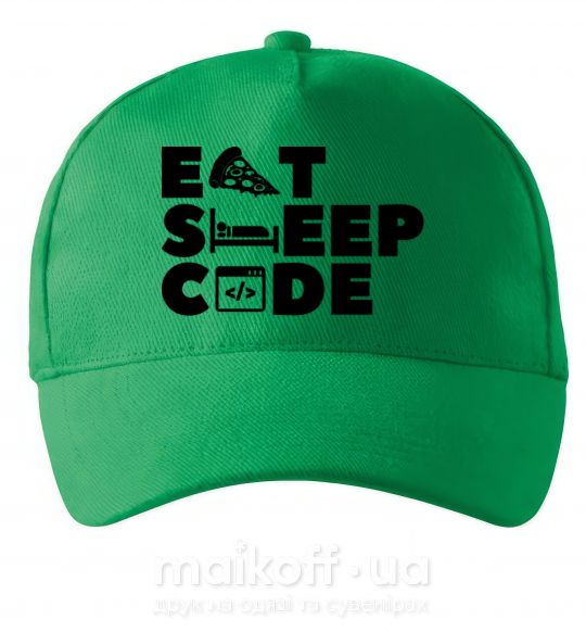 Кепка Eat sleep code Зелений фото
