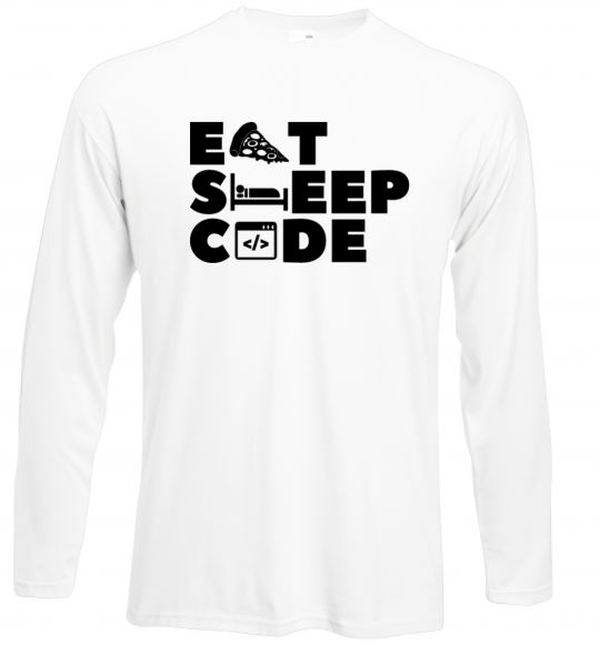 Лонгслів Eat sleep code Білий фото