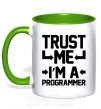 Чашка з кольоровою ручкою Trust me i'm a programmer Зелений фото