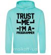 Мужская толстовка (худи) Trust me i'm a programmer Мятный фото