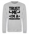 Свитшот Trust me i'm a programmer Серый меланж фото