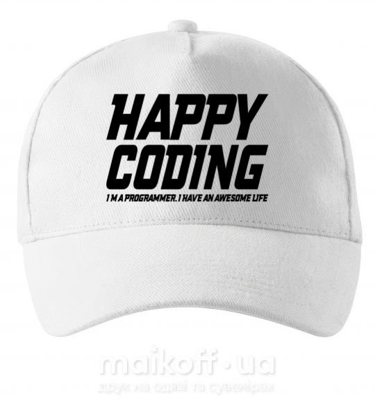 Кепка Happy coding Білий фото