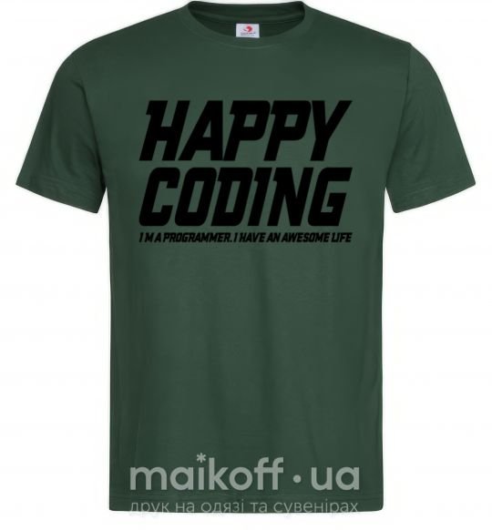 Чоловіча футболка Happy coding Темно-зелений фото