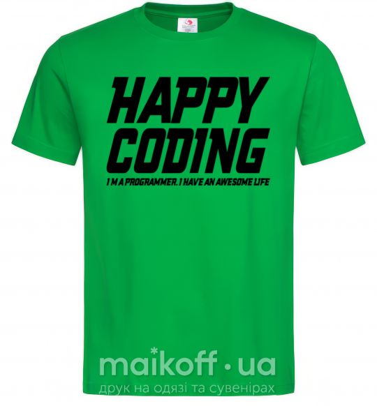 Мужская футболка Happy coding Зеленый фото