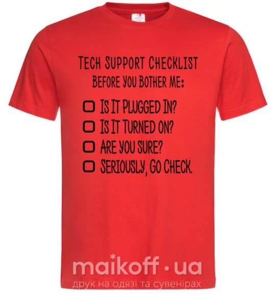 Чоловіча футболка Tech support checklist Червоний фото