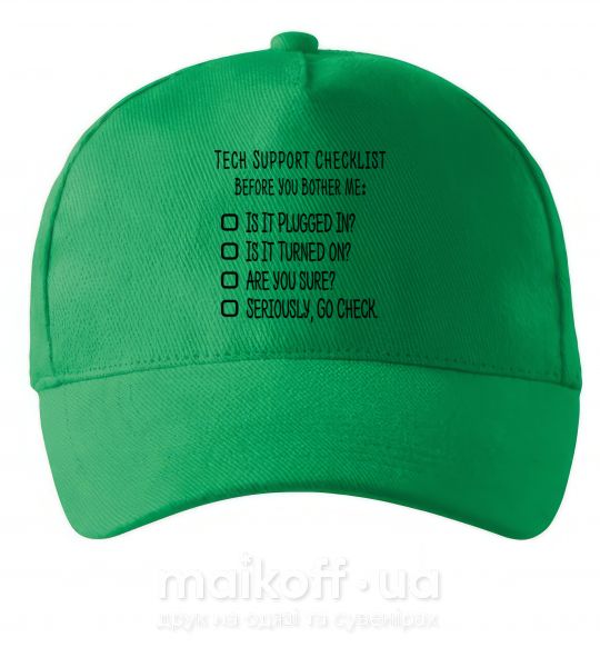Кепка Tech support checklist Зелений фото