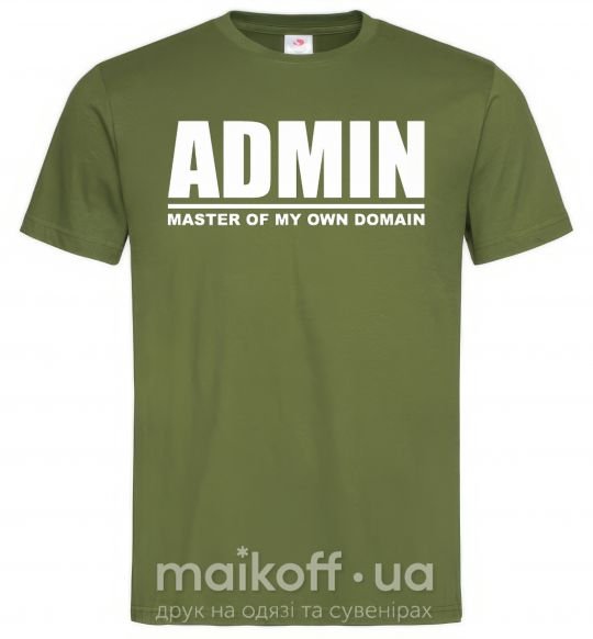 Мужская футболка Admin master of my own domain Оливковый фото