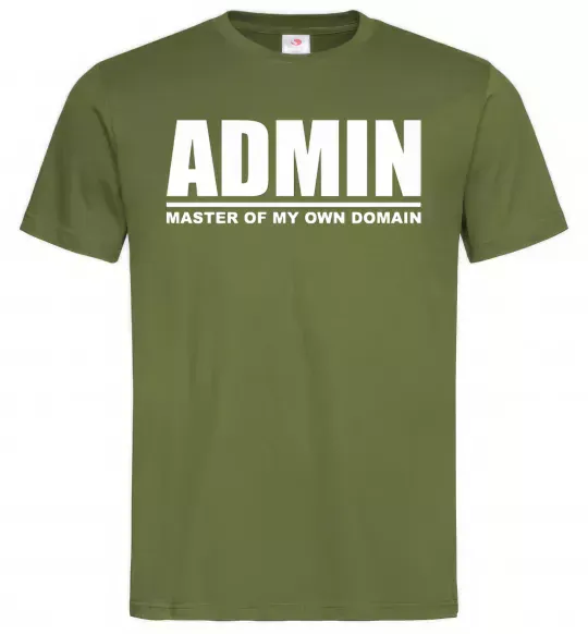 Чоловіча футболка Admin master of my own domain Оливковий фото