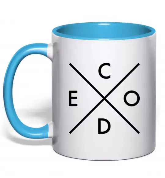 Чашка з кольоровою ручкою C o d e Блакитний фото