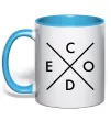 Чашка з кольоровою ручкою C o d e Блакитний Чашка з кольоровою ручкою C o d e Блакитний фото