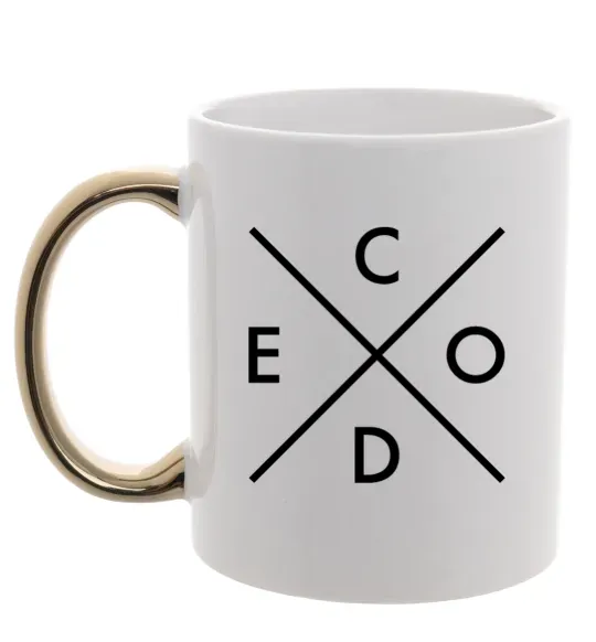 Чашка з кольоровою ручкою C o d e Золото фото