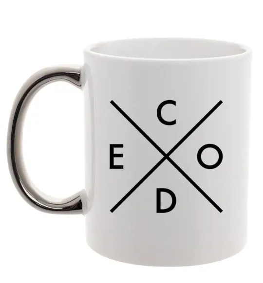 Чашка з кольоровою ручкою C o d e Срібло фото