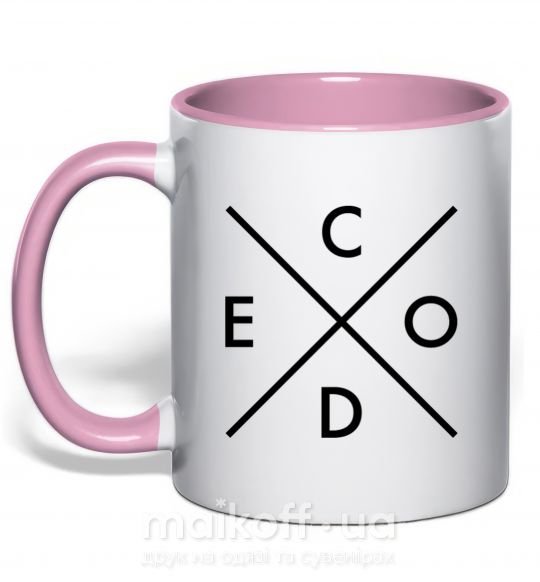 Чашка з кольоровою ручкою C o d e Ніжно рожевий фото