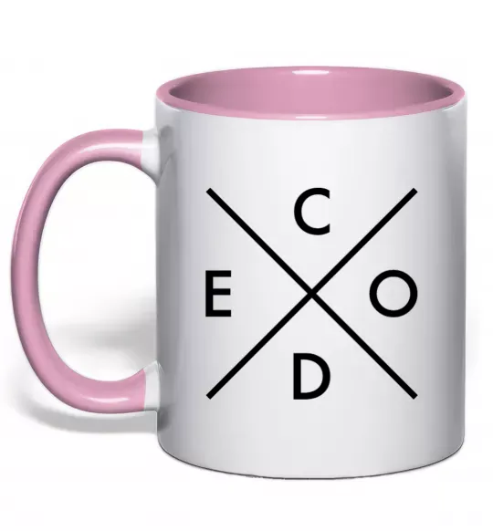 Чашка з кольоровою ручкою C o d e Ніжно рожевий фото