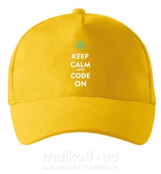 Кепка Keep calm and code on Солнечно желтый фото