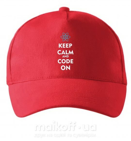Кепка Keep calm and code on Красный фото