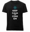 Мужская премиум футболка Keep calm and code on Черный фото