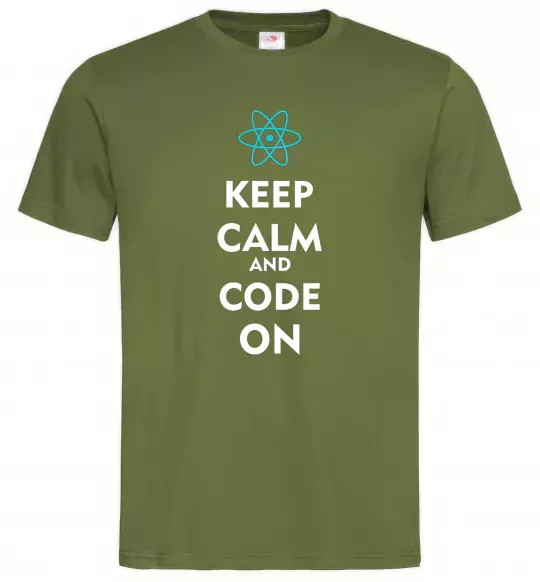 Чоловіча футболка Keep calm and code on Оливковий фото