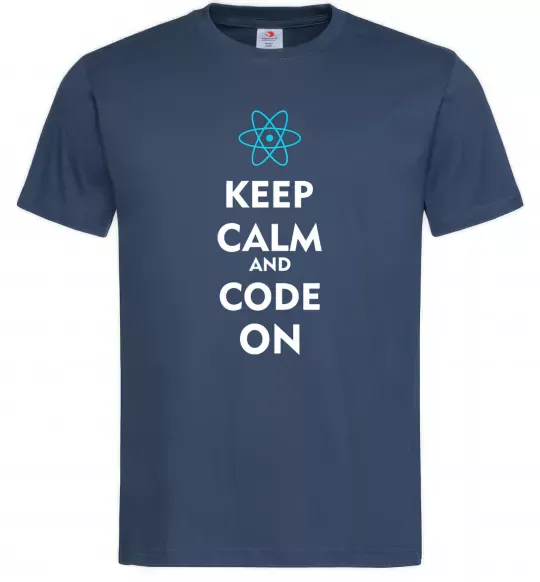 Чоловіча футболка Keep calm and code on Темно-синій фото