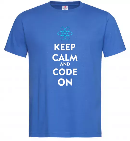 Чоловіча футболка Keep calm and code on Яскраво-синій фото