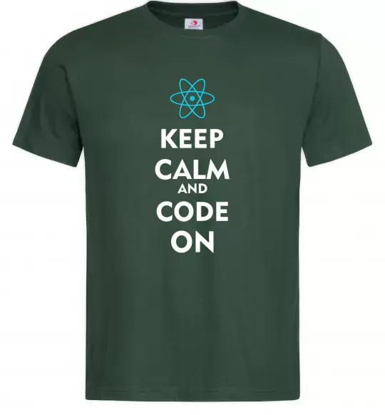 Чоловіча футболка Keep calm and code on Темно-зелений фото