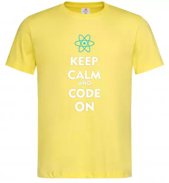 Чоловіча футболка Keep calm and code on Лимонний фото