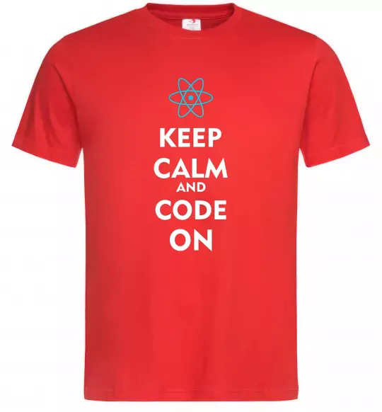 Чоловіча футболка Keep calm and code on Червоний фото