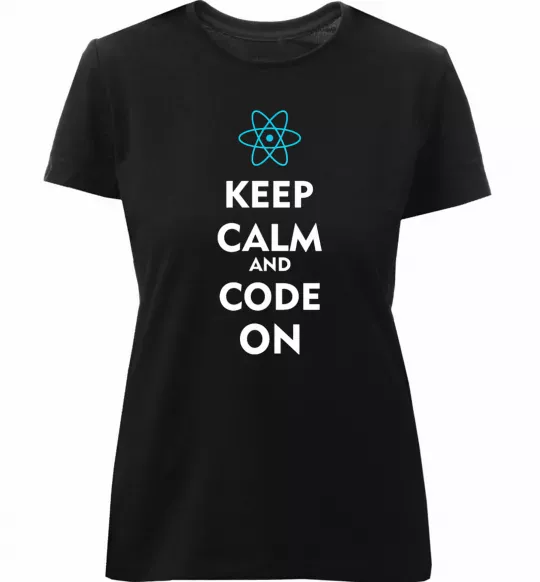 Жіноча преміум футболка Keep calm and code on Чорний фото