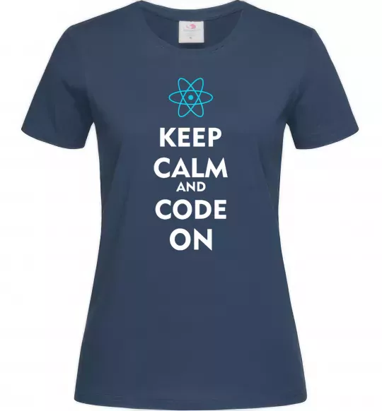 Жіноча футболка Keep calm and code on Темно-синій фото