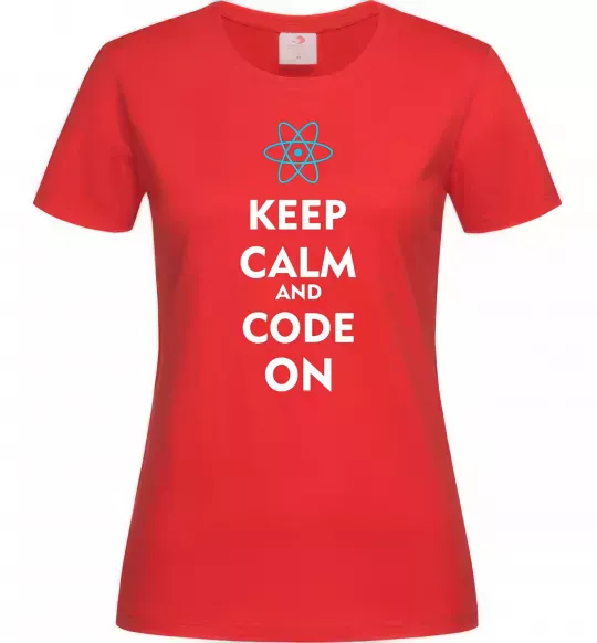 Жіноча футболка Keep calm and code on Червоний фото