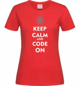 Женская футболка Keep calm and code on Красный фото