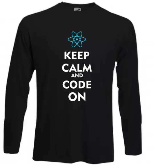 Лонгслів Keep calm and code on Чорний фото