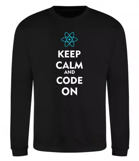Світшот Keep calm and code on Чорний фото