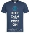 Чоловіча футболка Keep calm and code on Темно-синій фото