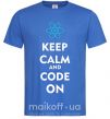 Чоловіча футболка Keep calm and code on Яскраво-синій фото