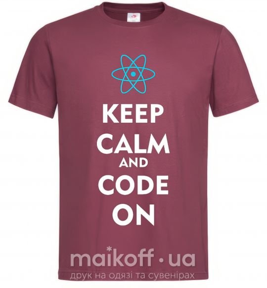 Мужская футболка Keep calm and code on Бордовый фото