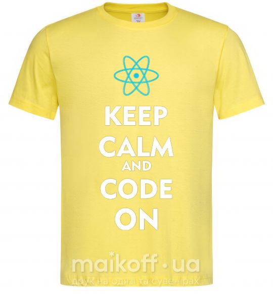 Чоловіча футболка Keep calm and code on Лимонний фото