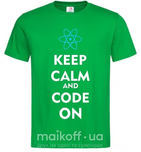 Мужская футболка Keep calm and code on Зеленый фото