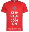 Чоловіча футболка Keep calm and code on Червоний фото