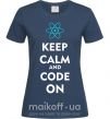 Жіноча футболка Keep calm and code on Темно-синій фото