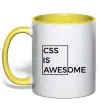 Чашка з кольоровою ручкою Css is awesome Сонячно жовтий фото