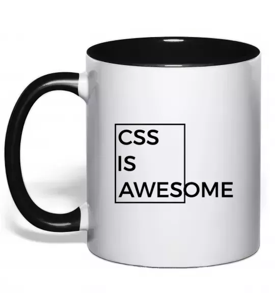 Чашка з кольоровою ручкою Css is awesome Чорний фото