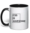 Чашка з кольоровою ручкою Css is awesome Чорний фото