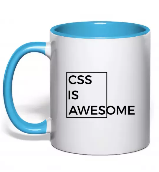 Чашка з кольоровою ручкою Css is awesome Блакитний фото