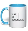 Чашка з кольоровою ручкою Css is awesome Блакитний фото