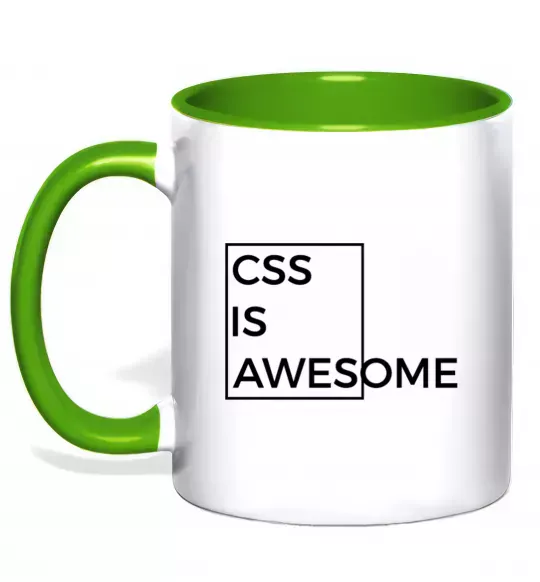 Чашка з кольоровою ручкою Css is awesome Зелений фото