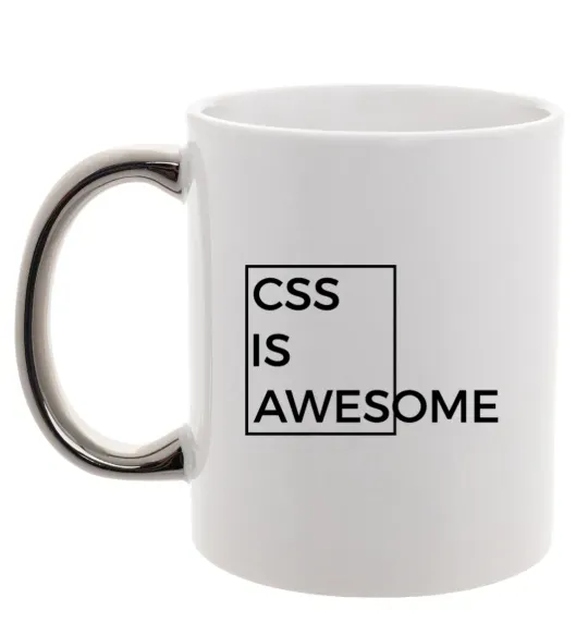 Чашка з кольоровою ручкою Css is awesome Срібло фото