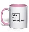 Чашка с цветной ручкой Css is awesome Нежно розовый фото