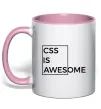 Чашка з кольоровою ручкою Css is awesome Ніжно рожевий фото